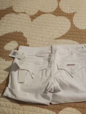 Hudson Jeans White Cropped Denim Shorts